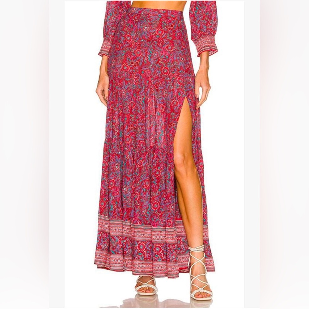 Veronica Beard Red Floral Maxi Skirt